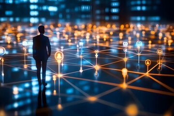 Fototapeta premium Global business networking and data exchange for hr and customer service strategy