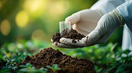 Scientist analyzing soil sample for sustainable agriculture and environmental research