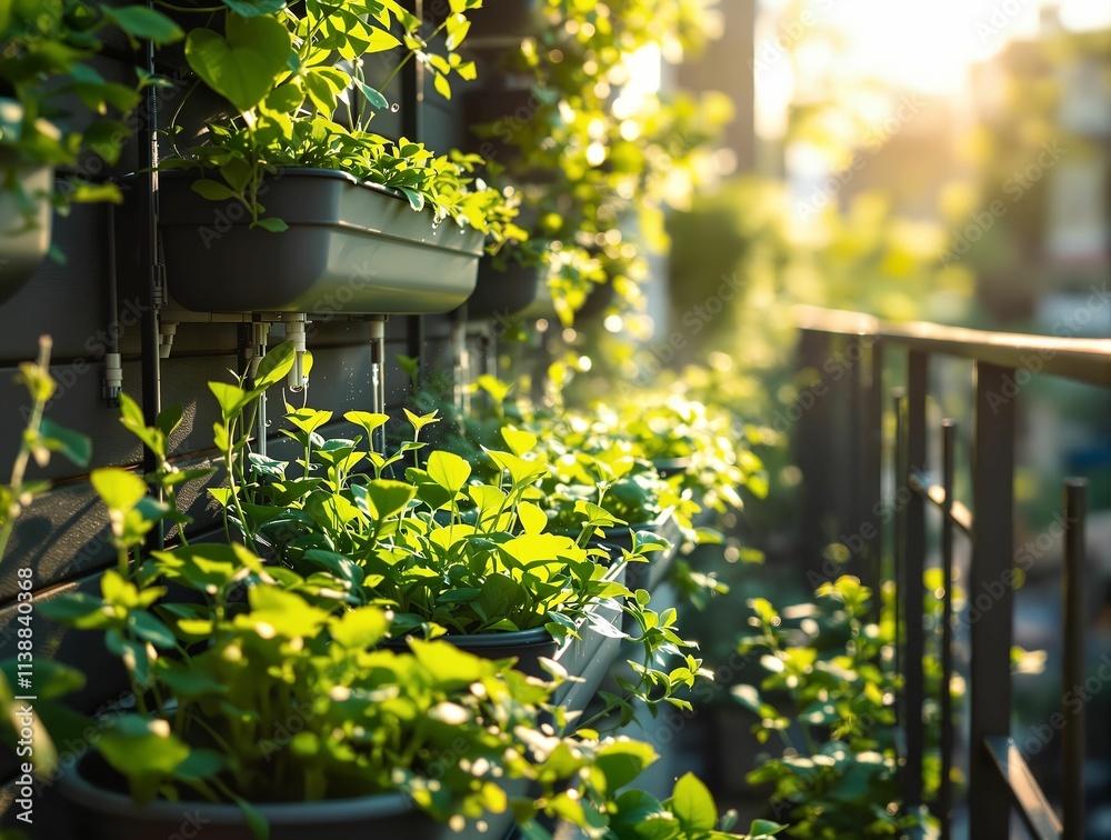 Poster a balcony adorned with green plants and hanging planters, creating a lush and verdant atmosphere. th