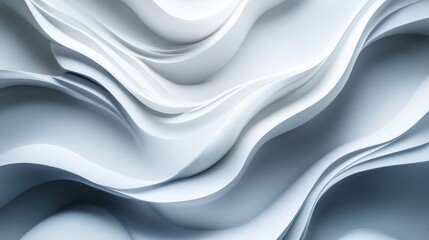 Obraz premium White abstract waves in a minimalistic flowing pattern
