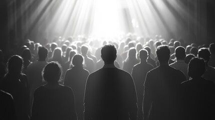 Audience silhouettes in a dark