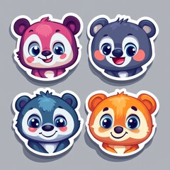 Fototapeta premium vector sticker cheerful panda, a sleepy koala, or a curious fox. Give them big, expressive eyes 