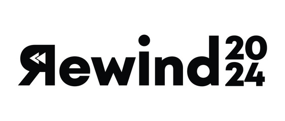 2024 year rewind isolated on black background. Creative design.