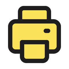 The image shows a simplified pixel art illustration of a yellow printer.