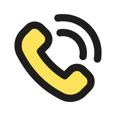 The image is a simple pixel art representation of a ringing telephone icon.