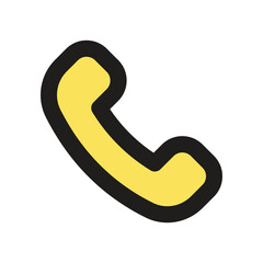 The image displays a minimalist pixel art representation of a yellow telephone handset icon.