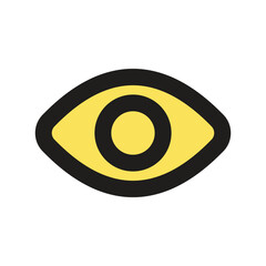 Obraz premium A simple stylized pixel art icon depicting a yellow eye on a dark background.