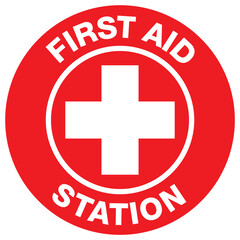 First Aid Station Sign - Emergency Medical Assistance Symbol Vector