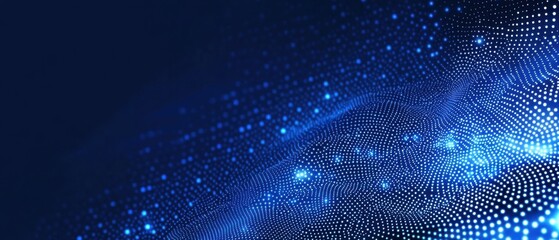 Abstract Blue Digital Wave Background, Futuristic Technology Texture