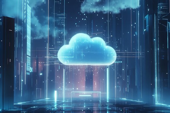 High technology cloud computing microchips and data management, digital design of technological cloud computing