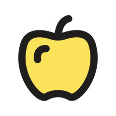 A simple pixel art illustration depicting a yellow apple against a muted background.