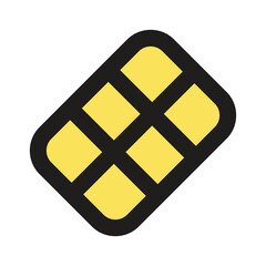 The image depicts a simple stylized graphic of a yellow block divided into smaller segments.