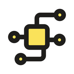 A stylized pixel art depiction of a simple circuit board component or electronic element.