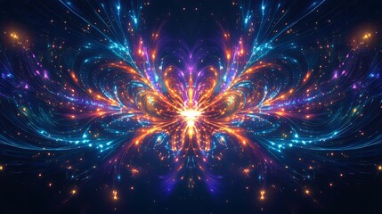 Naklejka premium Neural ways and electrochemical reaction between human body cells, illustration of colorful brain like transmitters