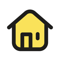 A pixelated yellow house icon a simple digital illustration of a home.