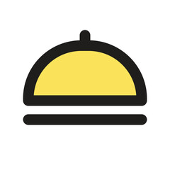 Obraz premium The image shows a simplified graphic representation of a restaurant serving dish or cloche.