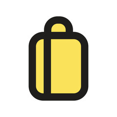 A minimalistic pixel art icon depicting a simple yellow suitcase or bag.