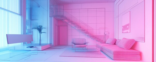 Obraz premium Stylish Interior Design Background. Modern Living Room. Generative AI.