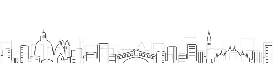 Venice Simple Dark Lines Skyline on White Background