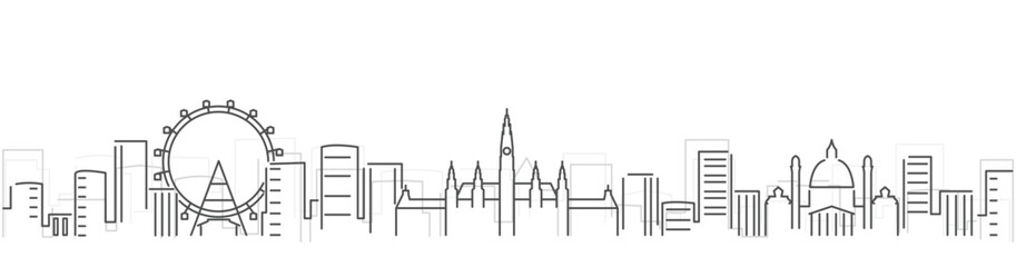 Vienna Simple Dark Lines Skyline on White Background