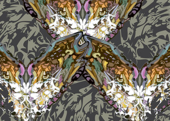 
Colorful backdrop with butterfly elements for texties or prints. Chaotic elegance motifs for fashion trends, business concepts, covers, scrapbooking, interior solutions, tiles or posters, etc. Vector