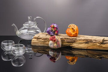 fruit berry tea in transparent balls