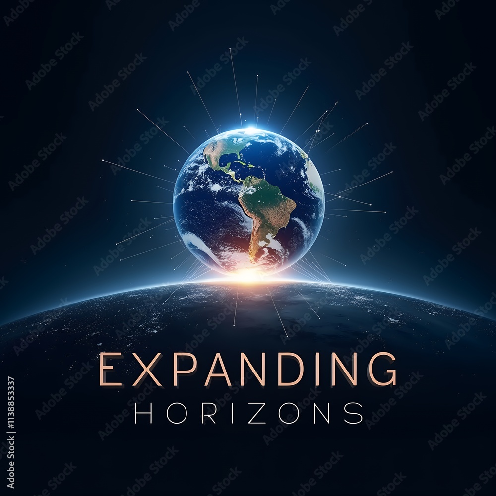 Poster professional poster showcasing a glowing globe at the center with connecting lines symbolizing globa