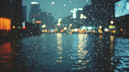 Rain Streaks Across City Lights At Night
