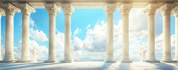Fototapeta premium Premium Travel Background with the Neoclassical Pillars. European Tourism Wallpaper.