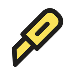 The image shows a minimalist pixel art representation of a utility knife or box cutter.