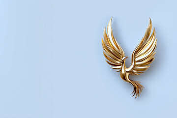 Elegant Golden Phoenix on Light Background - Symbol of Renewal and Success
