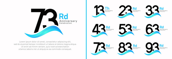 anniversary logotype set. vector design black color number can be use for special moment