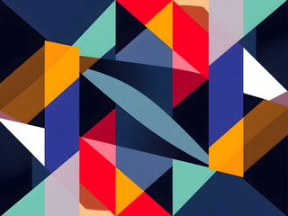 Red and blue arrow design with no signs on a wall featuring vibrant colors and a symbolic vector illustration inspired by flags and banners