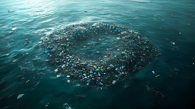 aerial view plastic island garbage