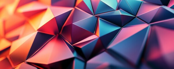 Vibrant Futuristic Surface with Triangular Pyramids. Multicolored Polygonal Texture.