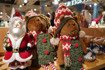 Christmas decoration objects in the shop , teddy bear