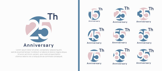 Obraz premium anniversary logotype set. vector design pink and blue color circle can be use for celebration moment