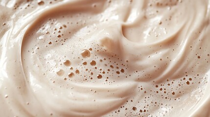 Creamy textured swirls with bubbles, top view.