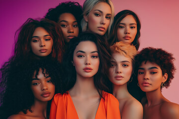 Fototapeta premium Diverse Beauty Embodied A Portrait of Multicultural Women United
