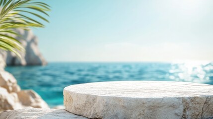 Summer Seascape: Serene Coastal View with Stone Platform