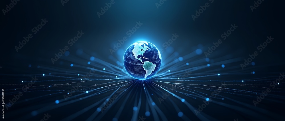 Poster a professional poster showcasing a glowing globe surrounded by connecting lines demonstrating global