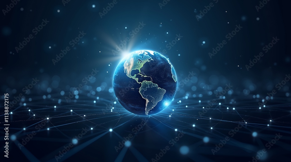 Aufkleber a professional poster showcasing a glowing globe with connecting lines symbolizing global outreach a