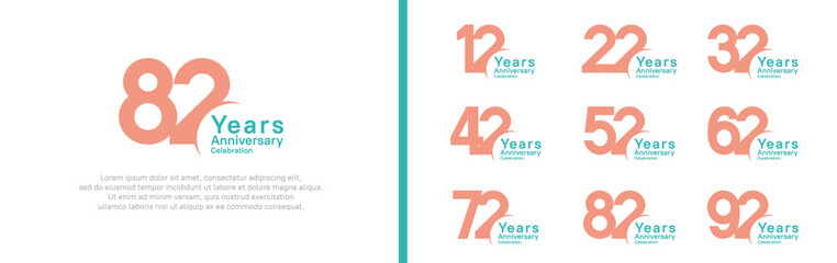 anniversary logotype set. vector design magenta and cyan color can be use for special moment