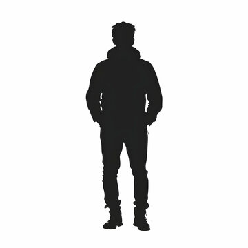 recommend clip art: Full-length silhouette of a man standing with hands in pockets.