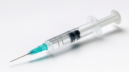 Fototapeta premium Syringe on white background with scale and needle visible