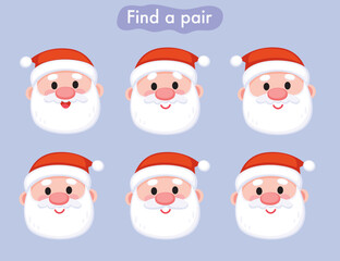 Set collection of face expressions portraits of Santa Claus. Cartoon Santa Claus. Christmas character.