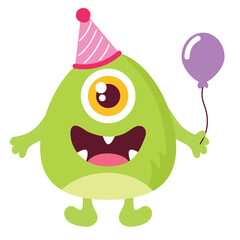 cute green birthday monster
