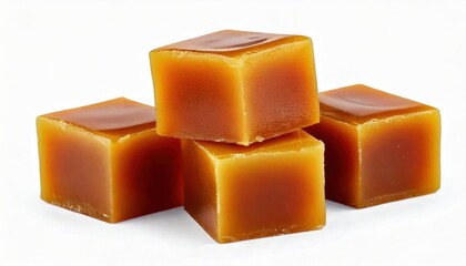 Caramel cubes isolated on transparent or white background 