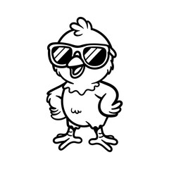 Obraz premium fun cartoon character of cool chick isolated drawing line art style sketch classic vintage design illustration