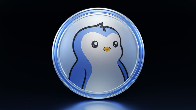 PENGU logo in front view with coin